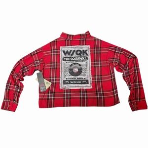 Netflix Stranger Things WSQK Graphic Cropped Flannel Red Women's M New W Tags